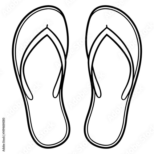 Flip flop slippers line art black icon on white background.