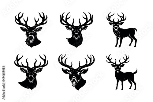 furious deer expression set