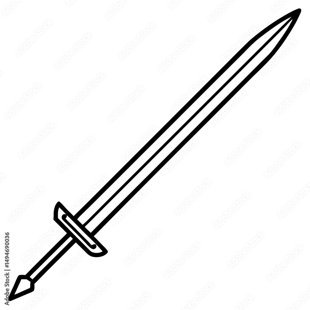 Sword line art icon on white background. Sword line art icon on white background.