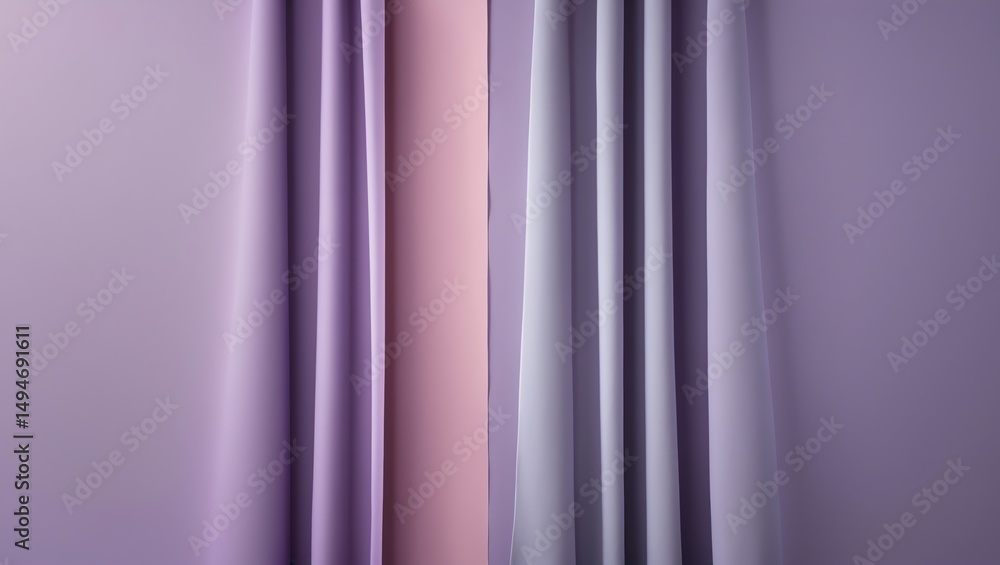 Obraz premium Elegant Pastel Curtains Background in Lilac and Pink Soft Fabric