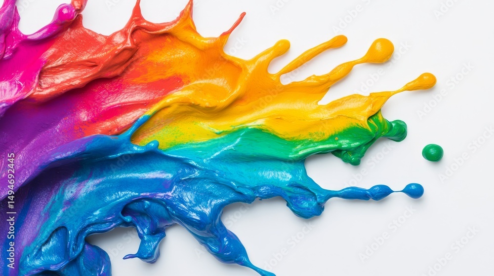 Fototapeta premium Rainbow Paint Splash, Acrylic Pouring, Fluid Art paint pouring, abstract art