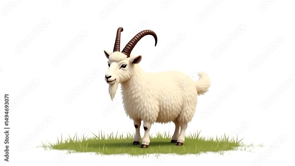 Fototapeta premium white goat on green grass