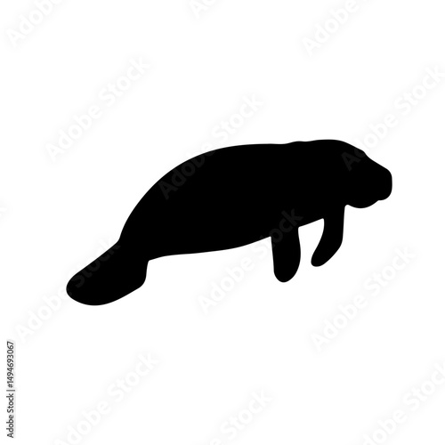 Florida Manatee silhouette vector flat illustration design.

