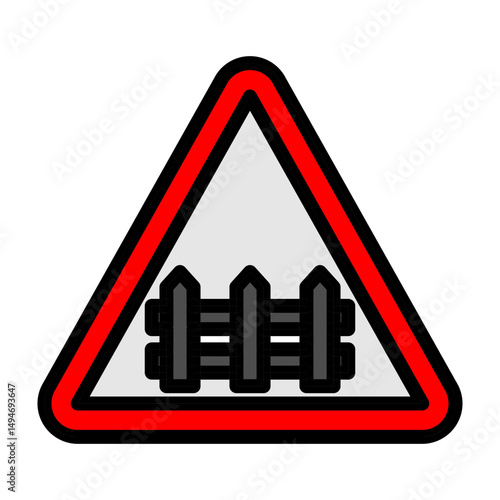Obraz na plátně Level Crossing with Gate Vector Filled Icon Design
