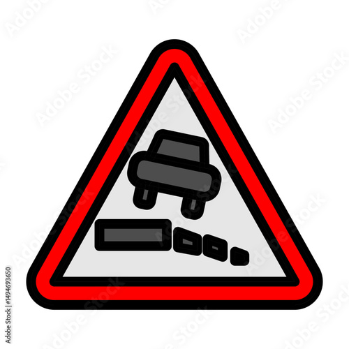 Attention Bad Road Ahead Vector Filled Icon Design