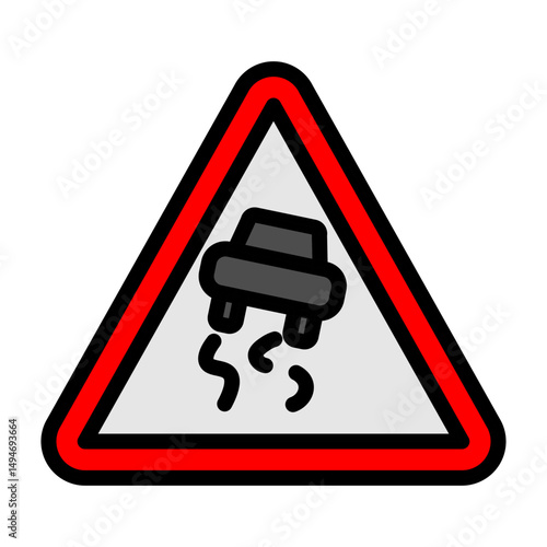 Slippery Road Vector Filled Icon Design