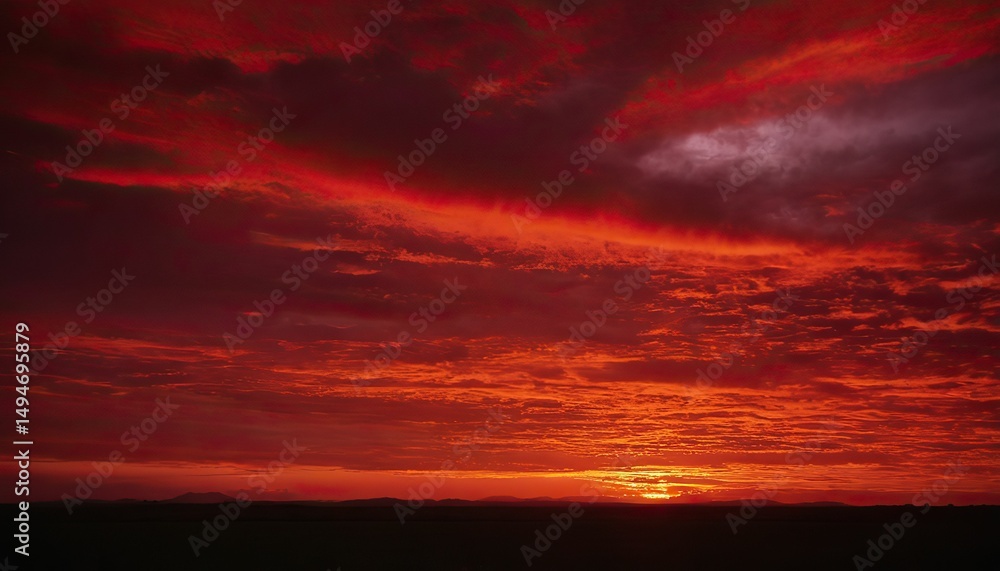 Fiery sunset sky dramatic red cloudscape Fiery sunset sky dramatic red cloudscape