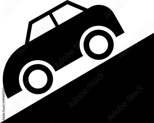 downhill road sign. decent road safety sign. vehicle uphill street safety icon. Traffic Road Sign. damaged surface
