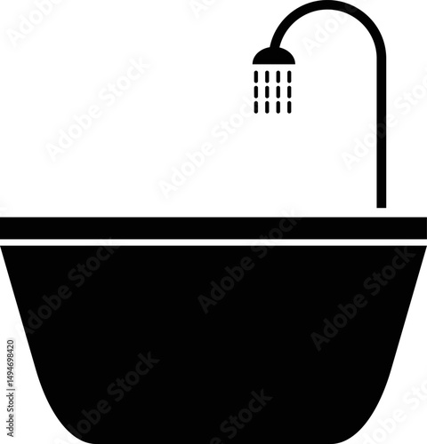 bath tub line icon. Bathroom hygiene symbol.  contain bathroom, washroom sign. shower icons.  freestanding bathtub. Bathing sign
