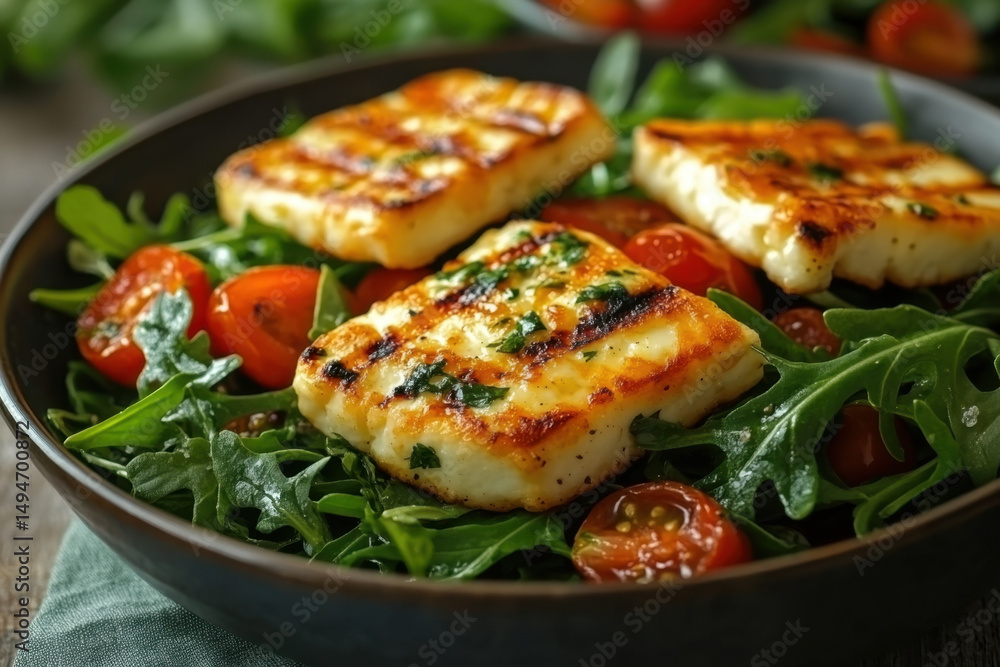 Fish-topped salad in a white bowl. Fish-topped salad in a white bowl.