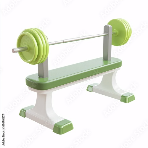 3D bench press shown isolated on white, with a bright and vibrant plastic appearance.