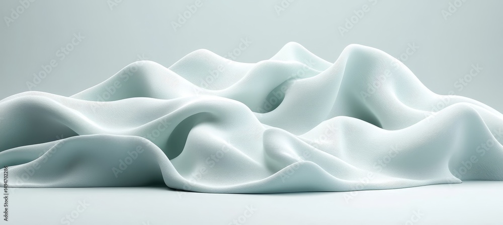 Fototapeta premium Abstract Gentle Waves, a Fluid Dynamic Background in Light Green Tones Minimalist Design.