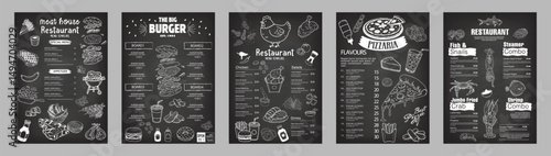 Hand-drawn menu collection. Can be used in graphic design projects.