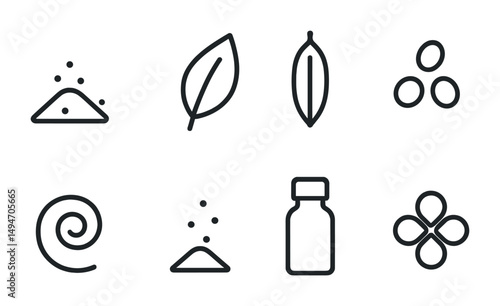 Minimalist herbal medicine icons for natural health and wellness design projects