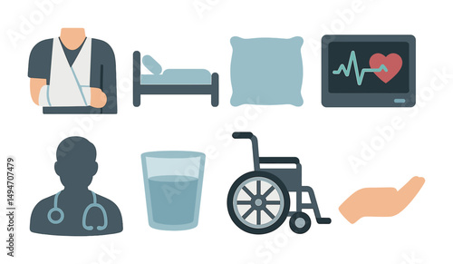 Healthcare and medical flat icons set – clinical, hospital, health symbols