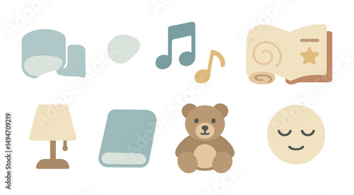 Early childhood learning icons set – flat, educational, kids symbols