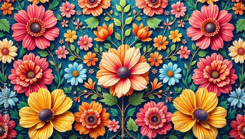 Wallpaper Mural Intricate woven floral tapestry, seamless repeat, craft, home decor Torontodigital.ca