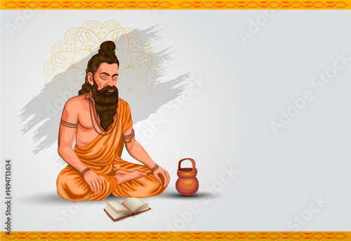 Creative Illustration of Indian festival Happy Guru Purnima With Abstract background , vector illustration design.