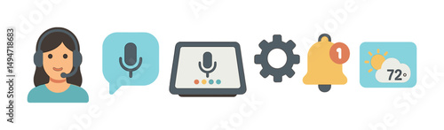 Customer service and communication flat icons set – call, support, chat symbols