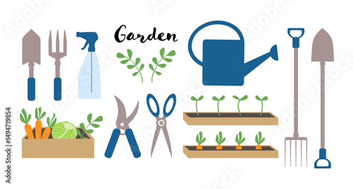 Gardening tools set, vector illustration.