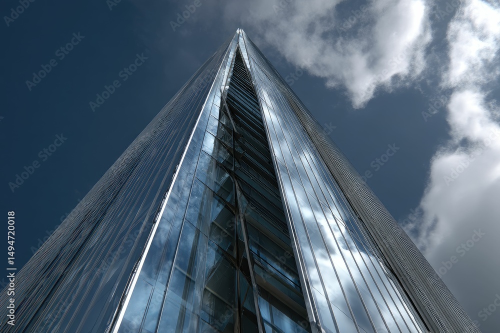 Obraz premium Elegant tower with sharp, reflective edges