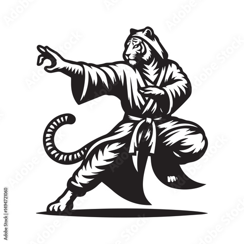 Wild Kungfu Tiger Emblem – Sport Style Animal Logo Vector