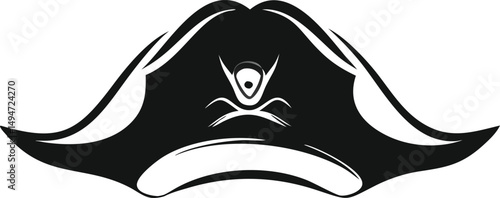 Monochrome Pirate Hat Graphic: A Stylish Buccaneer Icon for Design Projects                                                                           