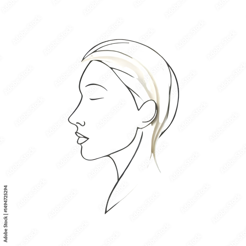 Minimalist one line drawing of a human face in profile, abstract black line on white background, elegant and modern style, suitable for t-shirt design, isolated vector, clean lines, no shading
Minimalist one line drawing of a human face in profile, abstract black line on white background, elegant and modern style, suitable for t-shirt design, isolated vector, clean lines, no shading