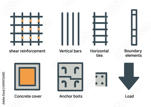 Construction and engineering icons set – filled, silhouette, structural design symbols