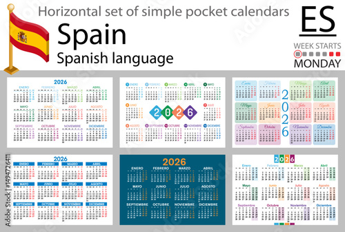 Spanish horizontal Set of pocket calendars for 2026