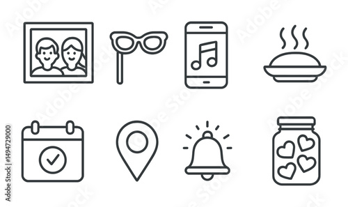 Home and lifestyle line icons set – outline, minimalist, daily activity symbols