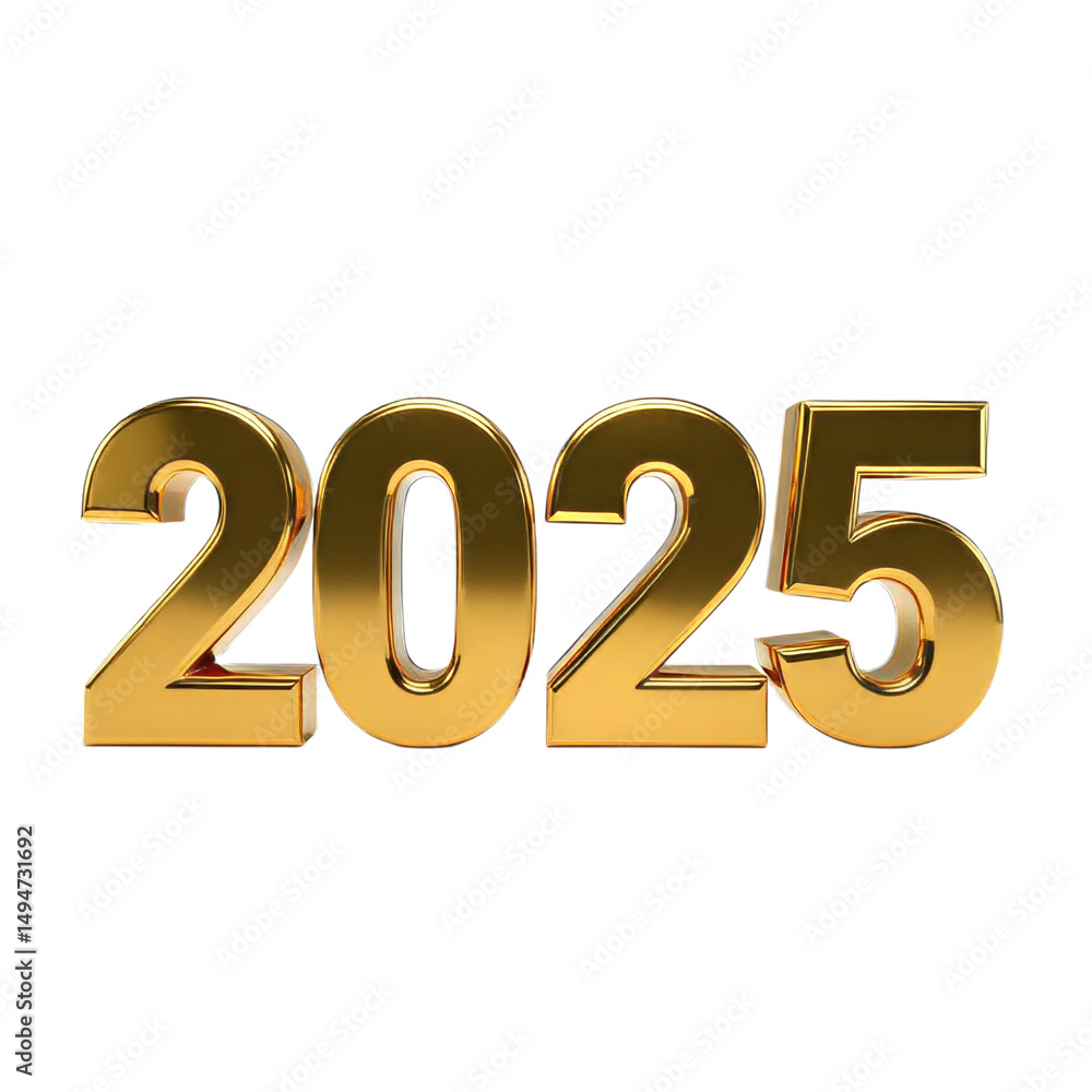 Golden 2025, Isolated Transparent Background Golden 2025, Isolated Transparent Background