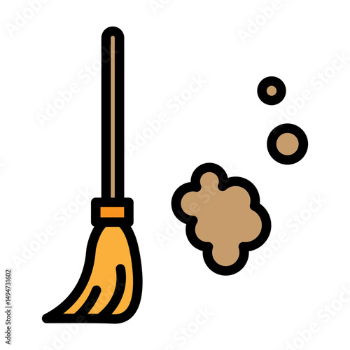 Broom Vector Filled Icon Design