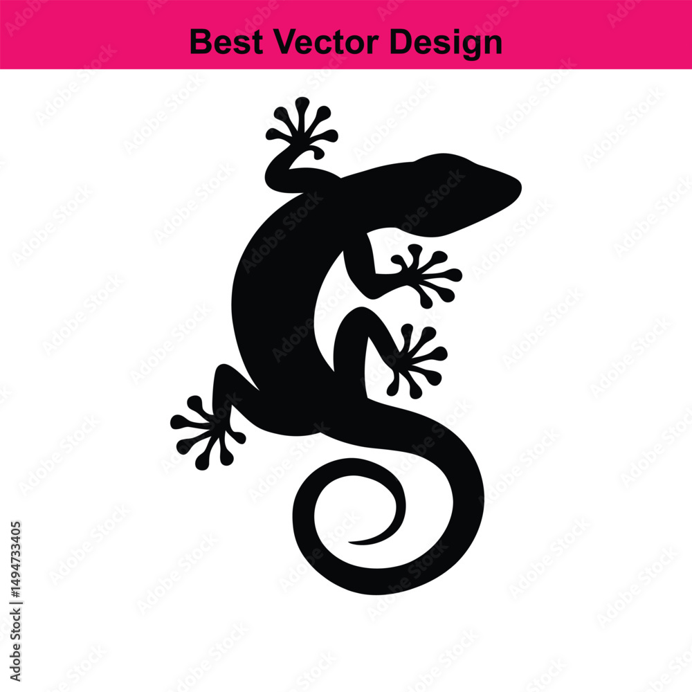 Black silhouette of a gecko lizard vector illustration Black silhouette of a gecko lizard vector illustration