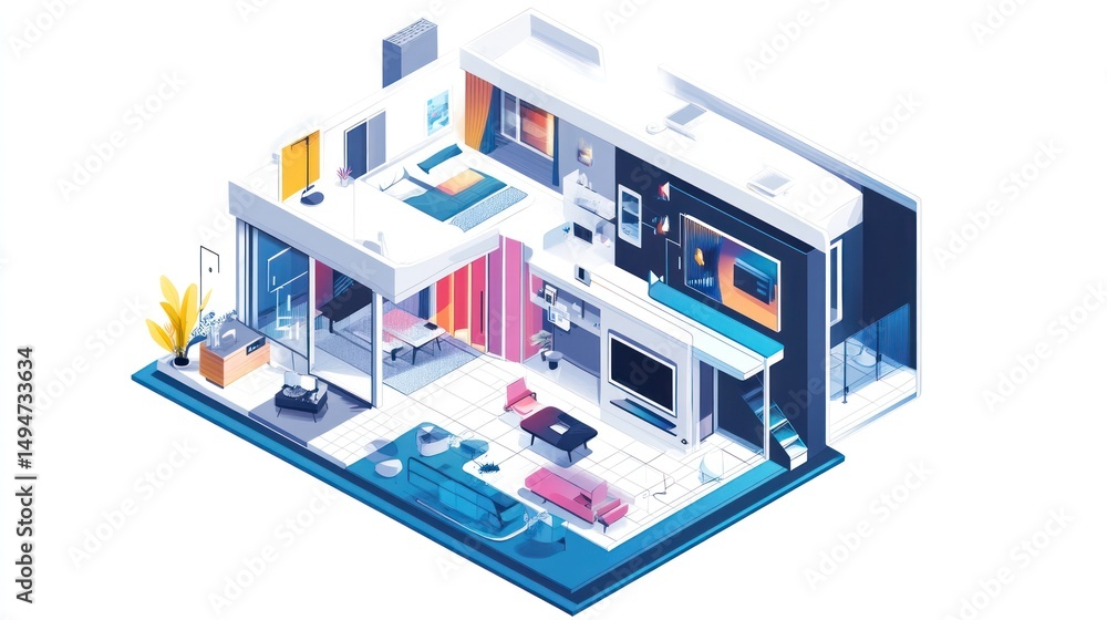 Naklejka premium Modern apartment isometric view