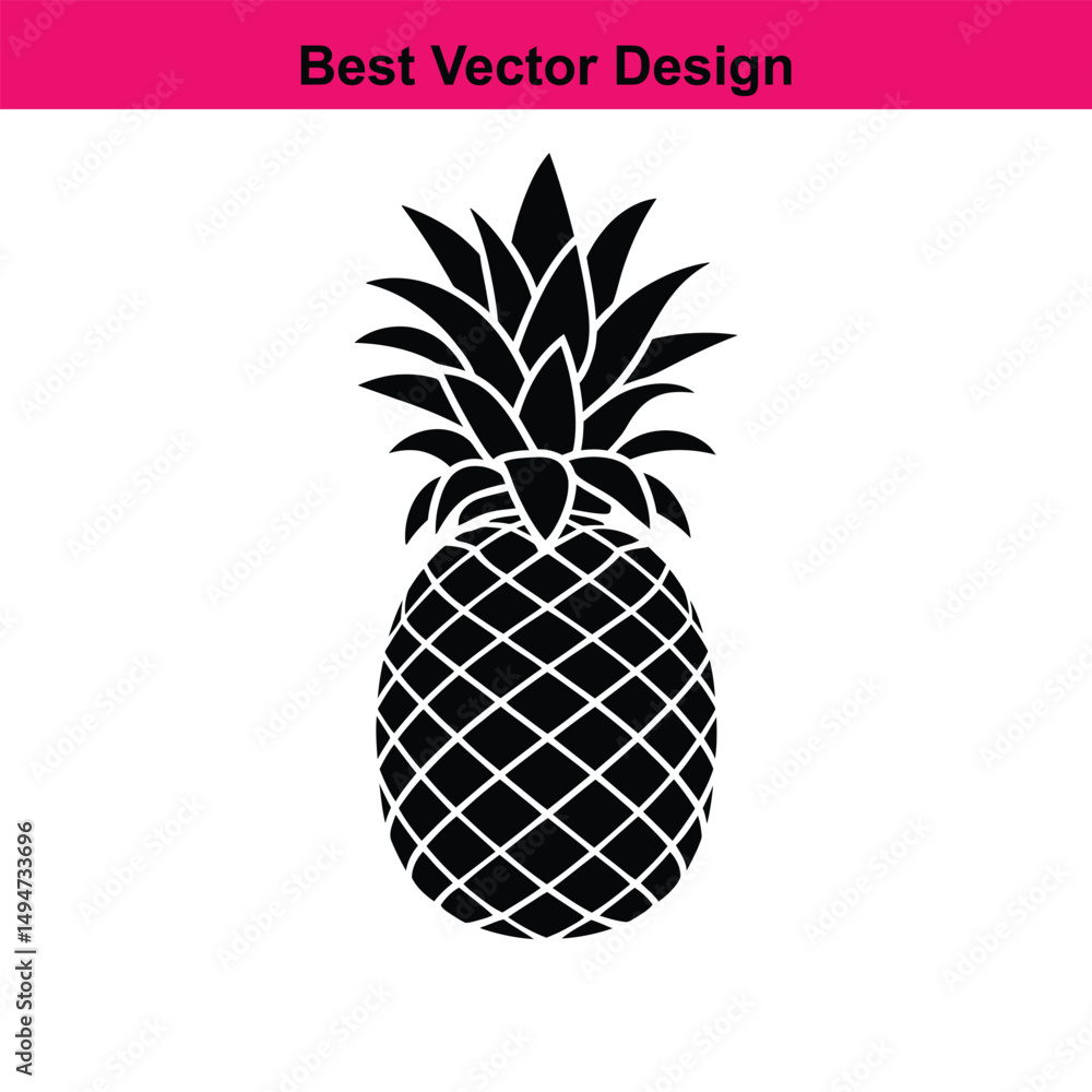 Obraz premium Black and white pineapple icon tropical fruit design element