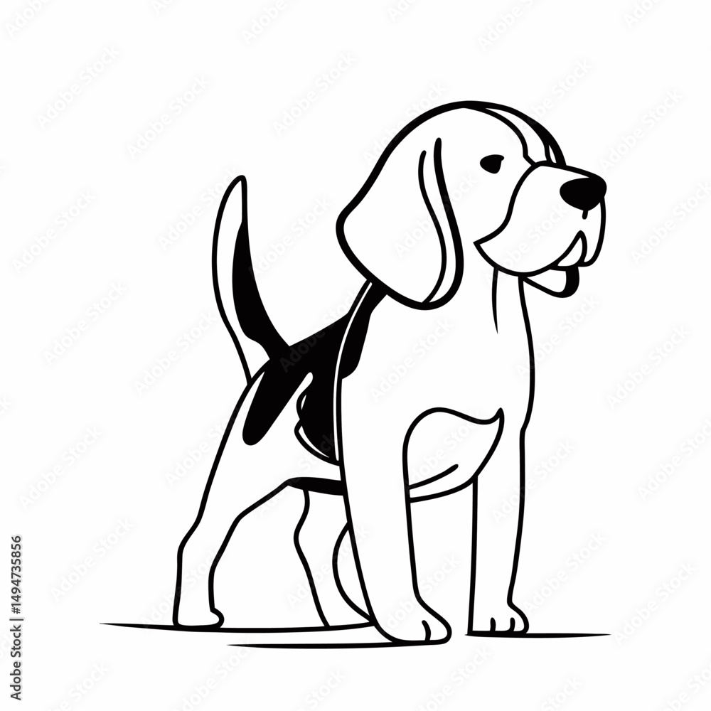 Cute beagle dog puppy with a bone, a delightful cartoon illustration of a canine pet perfect for any animal lover Cute beagle dog puppy with a bone, a delightful cartoon illustration of a canine pet perfect for any animal lover