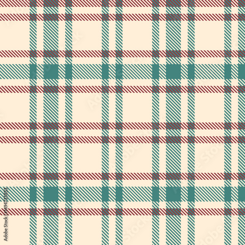 Classic Cream, Teal, and Burgundy seamless plaid pattern background for textile design .Perfect for textile or print design. vector illustration.