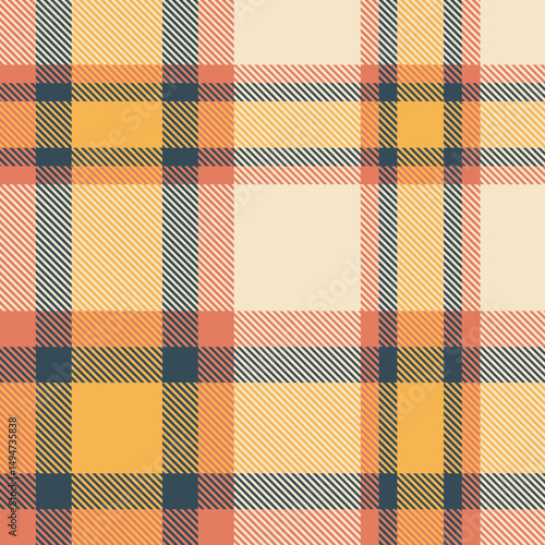 Autumn Gold, Navy, and Coral seamless plaid pattern background for textile design .Perfect for textile or print design. vector