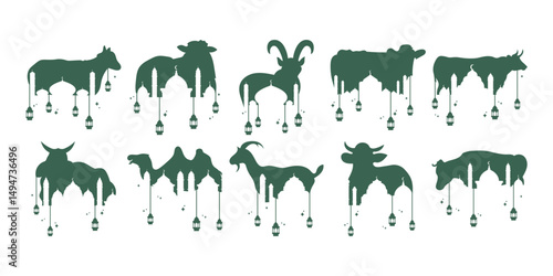 Eid Al-Adha Sacrificial Animals Silhouette Collection