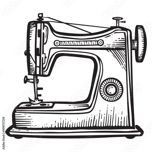 Vintage sewing machine vector illustration on a white background
