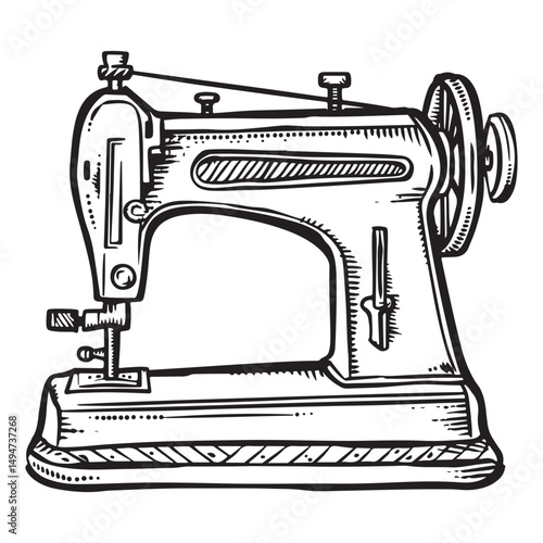 Vintage sewing machine vector illustration on a white background