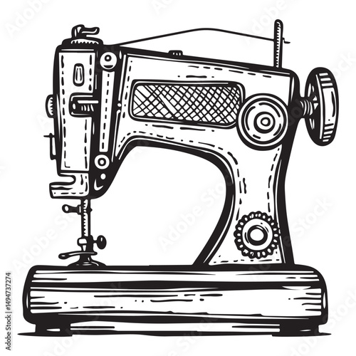 Vintage sewing machine vector illustration on a white background