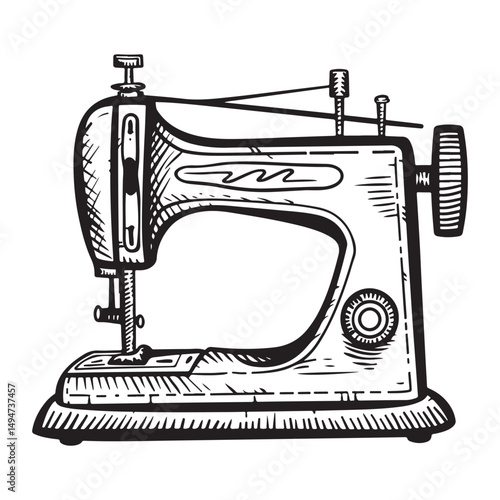Vintage sewing machine vector illustration on a white background