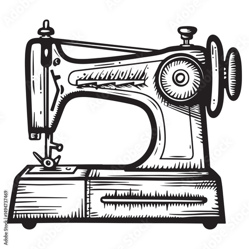 Vintage sewing machine vector illustration on a white background