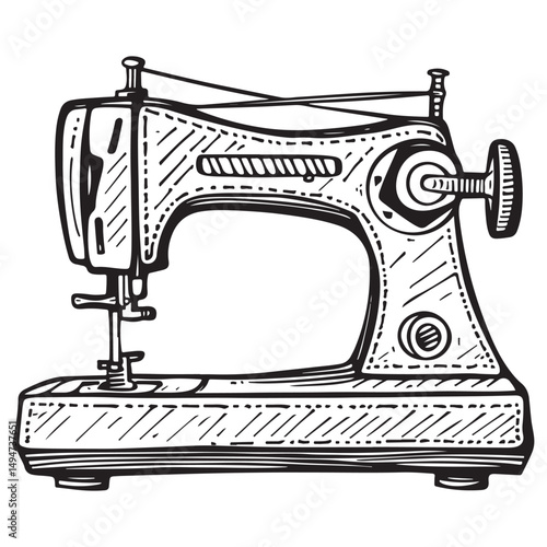 Vintage sewing machine vector illustration on a white background