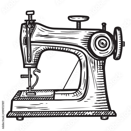 Vintage sewing machine vector illustration on a white background