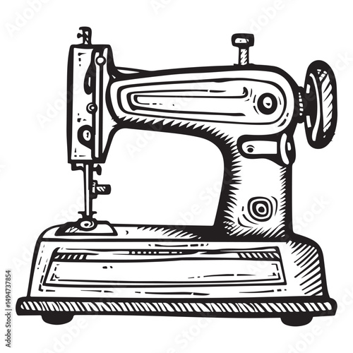 Vintage sewing machine vector illustration on a white background