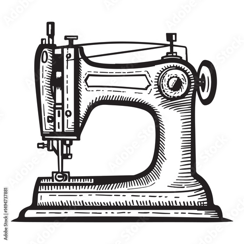 Vintage sewing machine vector illustration on a white background