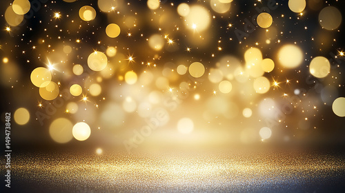 Golden Glitter Bokeh Background with Sparkling Lights for Celebration and Luxury Events